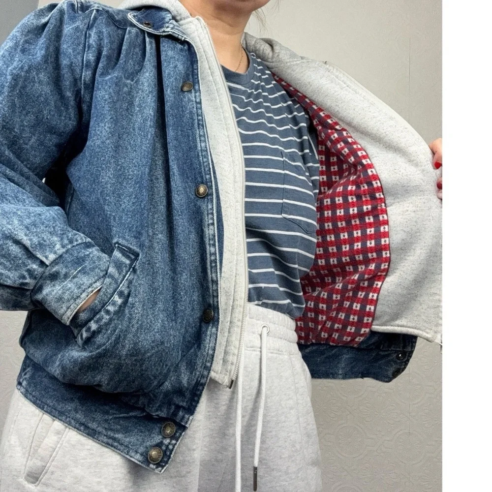 Vintage Retro Sergio Valente Denim Coat Double Layer 100% Cotton Jean‎ Puffer